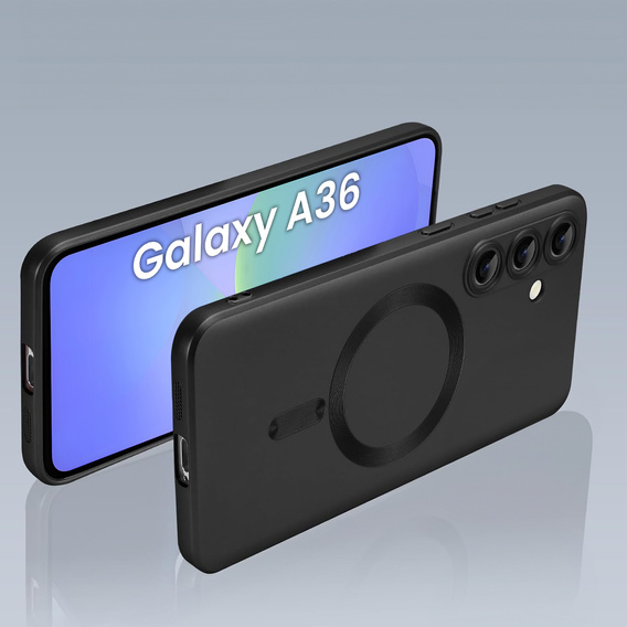 Puzdro pre Samsung Galaxy A36, ColorMag, pre MagSafe, čierne + tvrdené sklo 9H