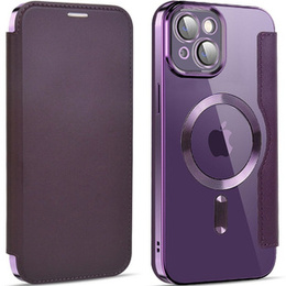 Klapkové puzdro pre iPhone 14, RFID Wallet MagSafe CamShield, fialové