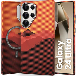 Puzdro pre Samsung Galaxy S24 Ultra, Carbon Fiber MagSafe, oranžové
