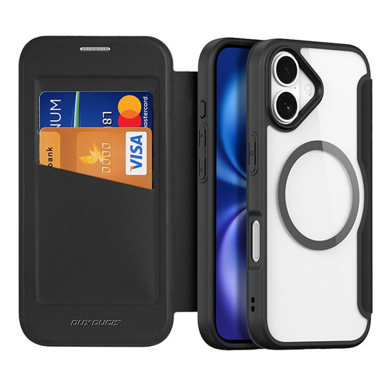 Puzdro Dux Ducis pre iPhone 17, Skin X Pro, s chlopňou, pre MagSafe, čierne