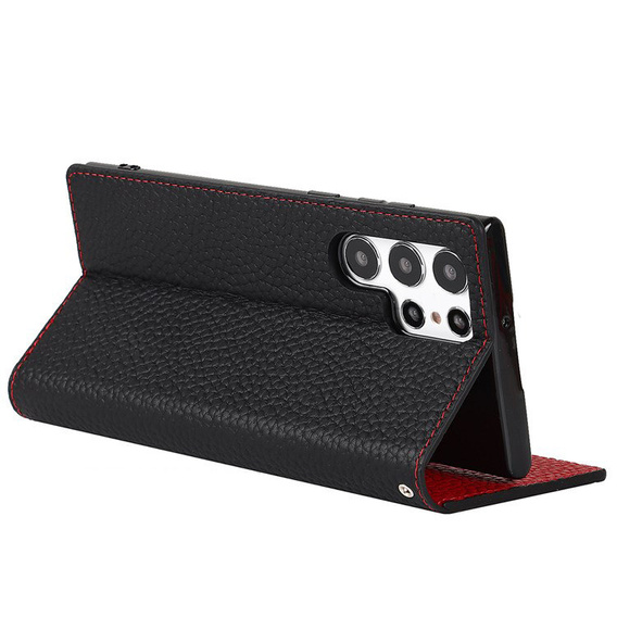 Kožené puzdro pre Samsung Galaxy S22 Ultra, ERBORD Grain Leather, čierne