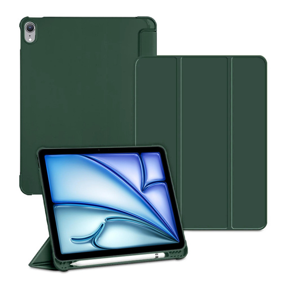 Puzdro pre Apple iPad Air 11" 6 gen. 2024 (A2902, Smartcase s priestorom pre stylus, tmavozelené
