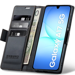 Puzdro pre Samsung Galaxy A17 5G, ERBORD Glossy Litchi, flipová peňaženka, čierne