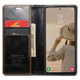 CASEME flipové puzdro pre Samsung Galaxy A53 5G, Waxy Textured, čierna / hnedá