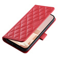 Puzdro s chlopňou pre iPhone 16, Rhombus Crossbody Leather, červené