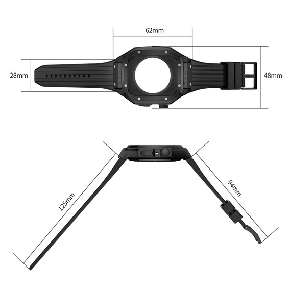 Silikónový remienok s puzdrom pre Apple Watch 1/2/3/4/5/6/7/8/9/10/SE/Ultra/Ultra 2 42/44/45/49MM