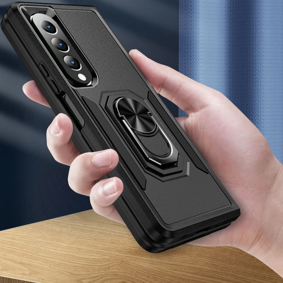 Pancierované obal na mobil pre do Samsung Galaxy Z Fold 4 5G, Nox Case Ring, čierne