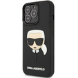 Karl Lagerfeld Obal na mobil pre iPhone 13 Pro, 3D Rubber Karl's Head, čierne