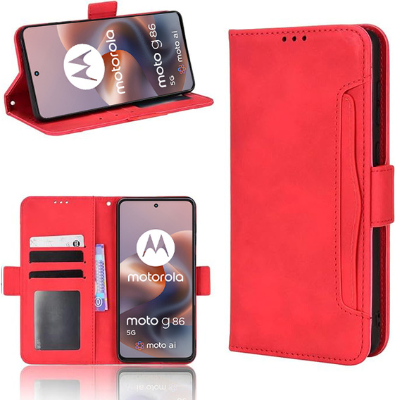 Klapkové puzdro pre Motorola Moto G86 5G, Card Slot, červené