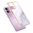 Ochranné puzdro pre Motorola Moto G24 / G24 Power / G04, Marble Slim Case, biele
