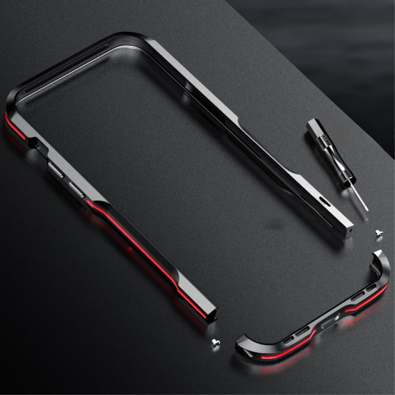 Puzdro LUPHIE pre iPhone 14, Armor Bumper, čierna / červená