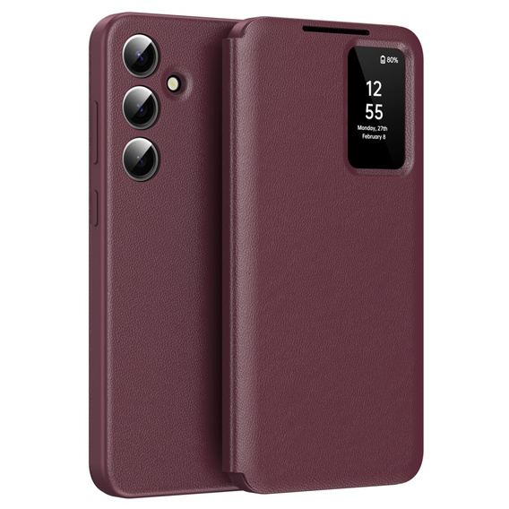 Flipové puzdro pre Samsung Galaxy S25, Smart View Wallet, bordové