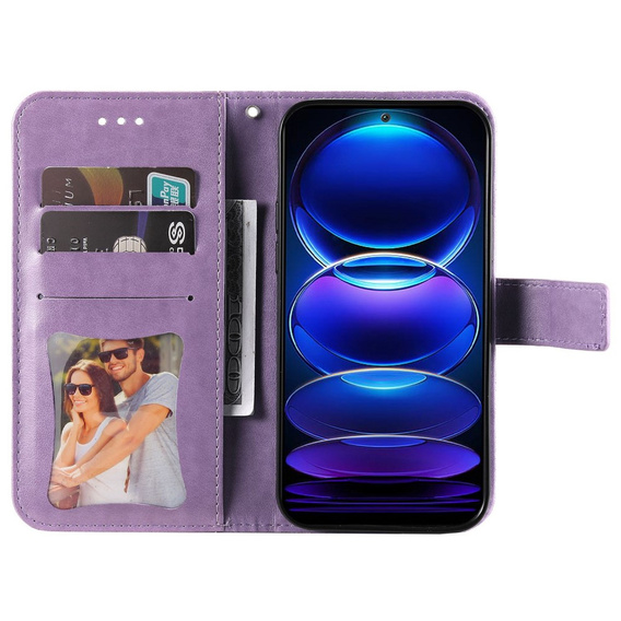 Klapkové puzdro pre Xiaomi Redmi Note 12 5G / POCO X5 5G, Mandala Flower, fialové