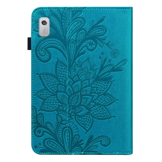 Puzdro s chlopňou pre Lenovo Tab M9, flower, modré