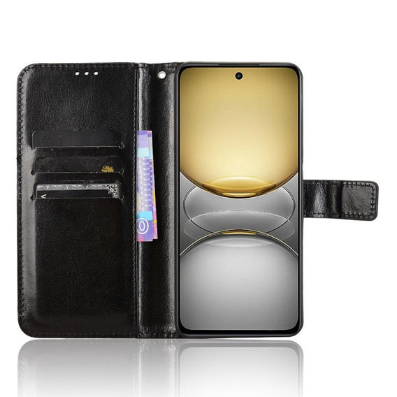 Klapkové puzdro pre Realme 14X / Realme C75, Crazy Horse Wallet, čierne