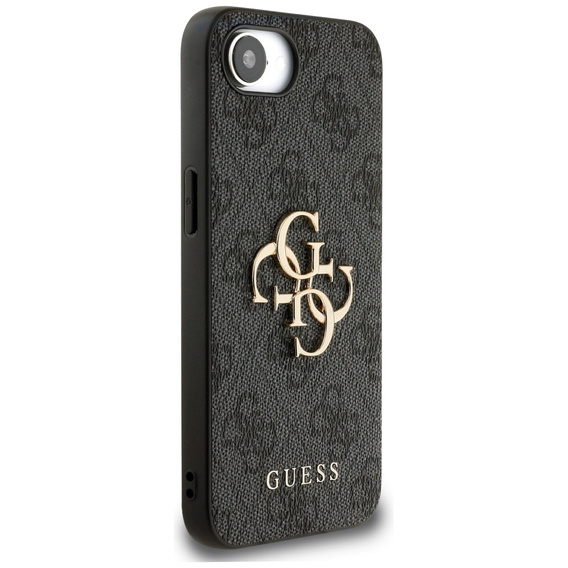 GUESS Obal na mobil pre iPhone 16E, 4G Big Metal Logo, čierne