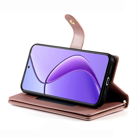 Klapkové puzdro pre Realme 14 Pro+ 5G, Wallet Zipper Pocket, ružové