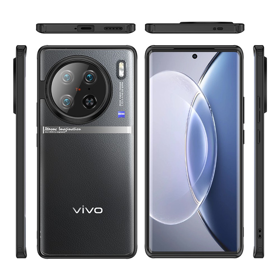 Obal na mobil pre Vivo X90 Pro, Fusion Hybrid, transparentné / čierne