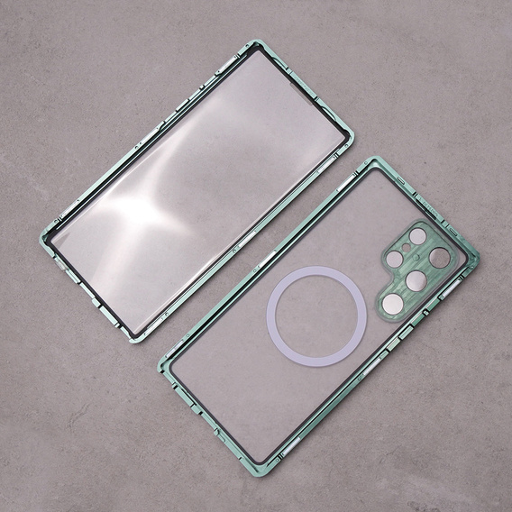 Magnetické puzdro Dual Glass MagSafe pre Samsung Galaxy S22 Ultra, zelený