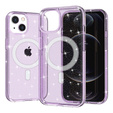 Obal na mobil pre iPhone 14, Dropproof MagSafe Glitter, fialové