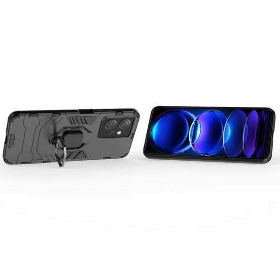 Obal na mobil pre Xiaomi Redmi Note 12 4G, Kickstand Ring, čierne