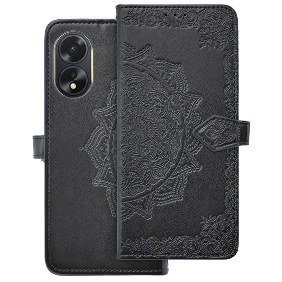 Klapkové puzdro pre Oppo A38 4G / Oppo A18 4G, Mandala, čierne