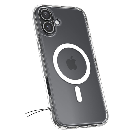 Puzdro MagSafe Spigen pre iPhone 16, Ultra Hybrid, transparentné / biele + tvrdené sklo 9H