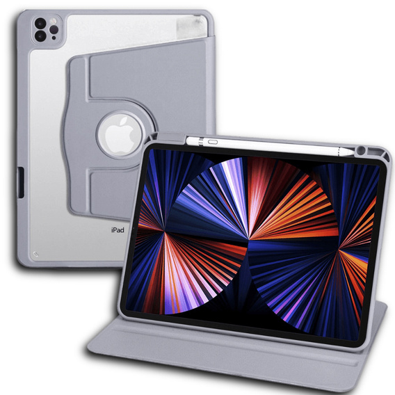 Puzdro pre iPad Pro 11" 2022/2021/2020 (4/3/2 gen.), s priestorom pre stylus, otočné o 360°, fialové