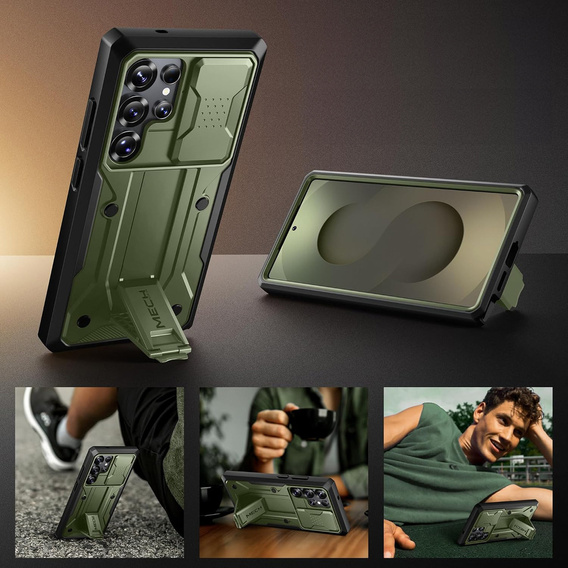 Odolné puzdro pre Samsung Galaxy S25 Ultra – Tongate MECH Series Clip, čierne