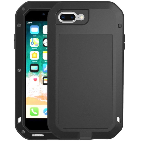 Love Mei Obal na mobil pre iPhone 8 Plus / 7 Plus, armored with glass, čierne