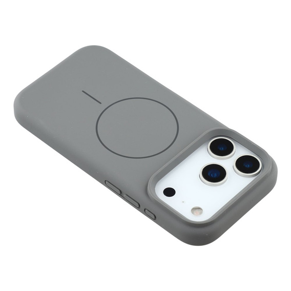 Silikónové puzdro pre iPhone 17 Pro, pre MagSafe, proti nárazom, sivé