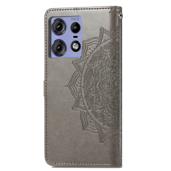 Klapkové puzdro pre Motorola Edge 50 Pro, Mandala, sivé