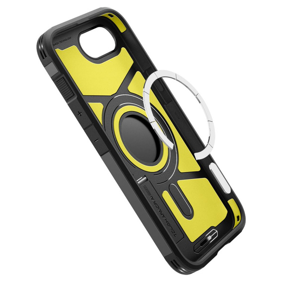 Puzdro Spigen pre iPhone 16E, Tough Armor Mag MagSafe, čierne + tvrdené sklo 9H