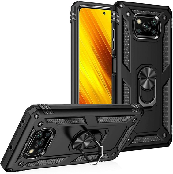 Pancierované obal na mobil pre Xiaomi Poco X3 NFC, Nox Case Ring, čierne