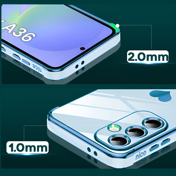 Puzdro pre Samsung Galaxy A36, Electro heart, modré + sklo 9H