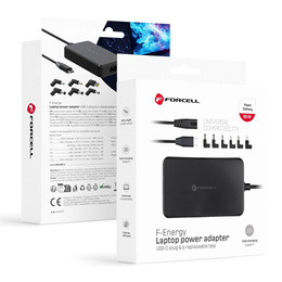 Univerzálny napájací adaptér pre notebook Forcell E856 USB-C 90 W s vymeniteľnými koncovkami