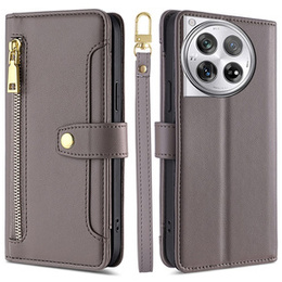 Klapkové puzdro pre OnePlus 12 5G, Wallet Zipper Pocket, sivé