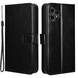 Klapkové puzdro pre CMF Nothing Phone 2 Pro, Crazy Horse Wallet, čierne