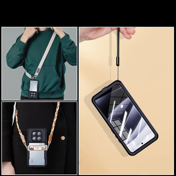 Vodotesné puzdro IP68 pre Xiaomi Redmi Note 14 Pro 5G, Redpepper, čierne