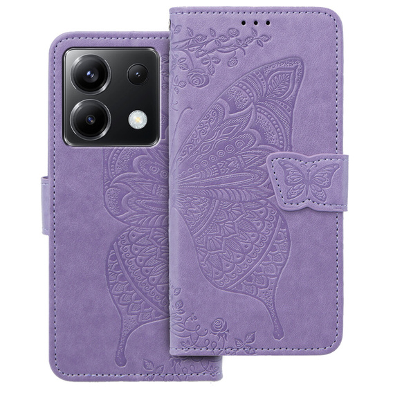 Klapkové puzdro pre Xiaomi Poco X6 5G, Butterfly, fialové