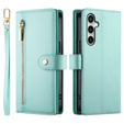 Klapkové puzdro pre Samsung Galaxy S24 FE, Wallet Zipper Pocket, zelený