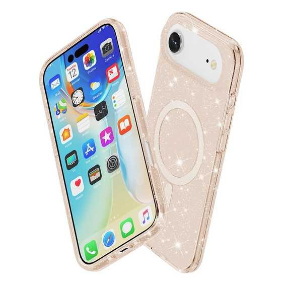 Puzdro pre iPhone Air, pre MagSafe, trblietavé, priesvitné zlaté
