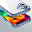 Puzdro pre iPhone 17, s krytom fotoaparátu, priehľadné s modrými stranami