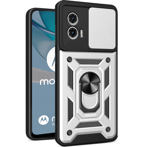 Obal na mobil pre Motorola Moto G53 5G, CamShield Slide, strieborné