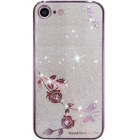 Puzdro pre iPhone SE 2022 / SE 2020 / 8 / 7, Glitter Flower, fialové