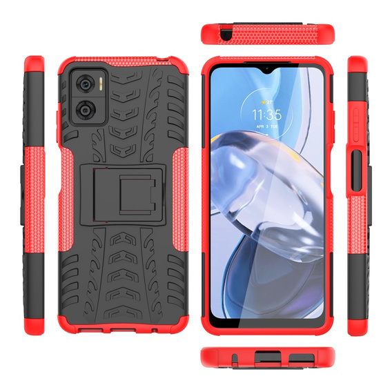 Obal na mobil pre Motorola Moto E22 / E22i, Tire Armor, čierne / červené