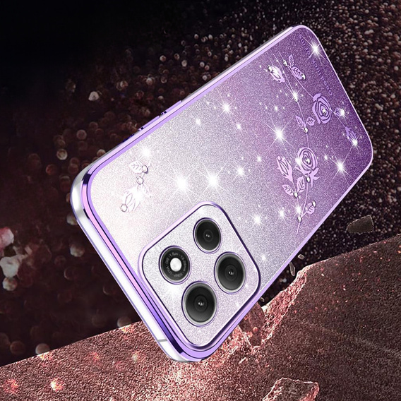 Puzdro pre Motorola Moto G86 5G, Glitter Flower, fialové