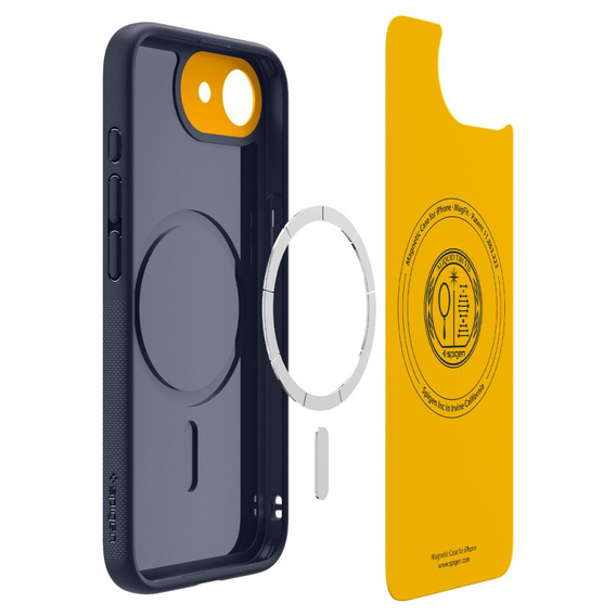 Spigen puzdro pre iPhone 16E, Nano Pop MagSafe, tmavomodré + tvrdené sklo 9H