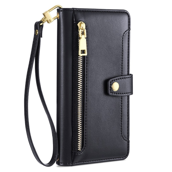 Klapkové puzdro pre Motorola Moto G54 5G, Wallet Zipper Pocket, čierne