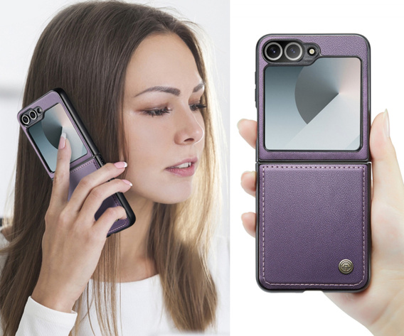 Puzdro pre Samsung Galaxy Z Flip7 FE / Z Flip6, CASEME Litchi Leather, fialové